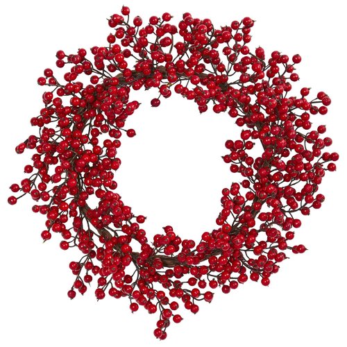 Nearly Natural 4193 22" Berry Artificial Wreath Red