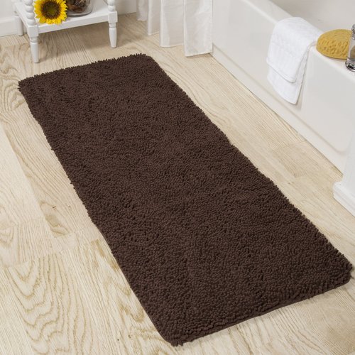 Bedford Home Memory Foam Shag Bath Mat (24x58),Chocolate