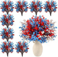 Lyrow Patriotic Artificial Flowers - 24 Pcs Red, Blue & White Floral Arrangements for 4th of July Decor | Perfect for Memorial Day & Table Centerpieces