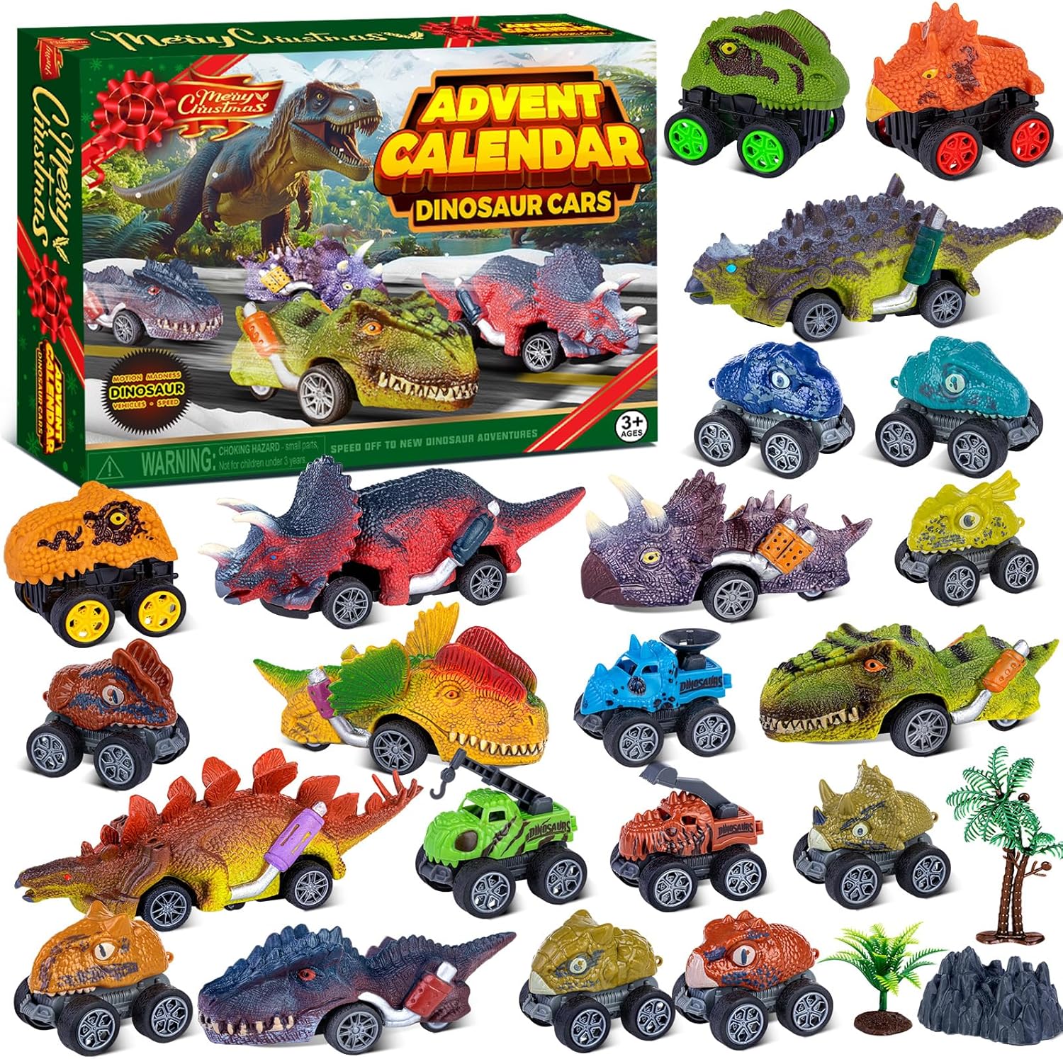 Skiennix Dinosaur Cars Advent Calendar - 24 Days of Monster Truck Fun for Kids | Perfect Christmas Gift