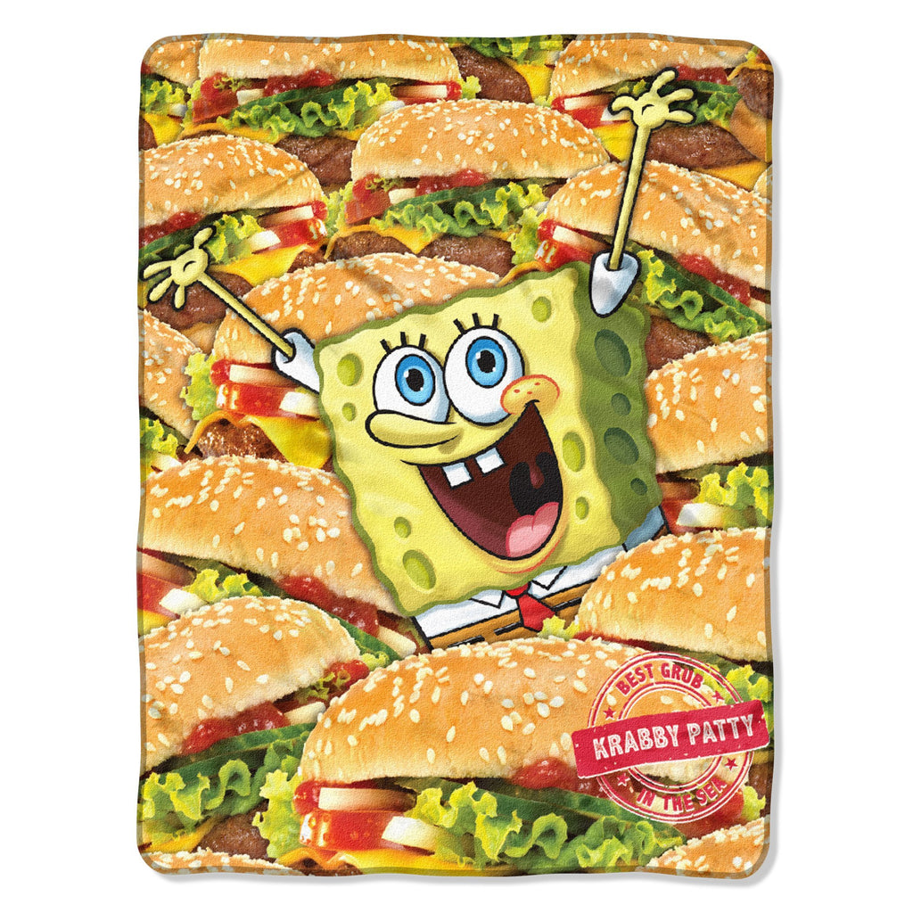 Northwest Spongebob Squarepants Micro Raschel Throw Blanket, 46" x 60", Mass Patties