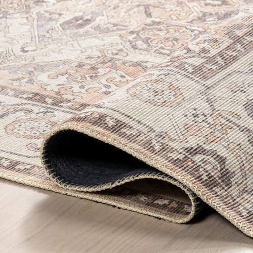 nuLOOM 5' x 8' Green Haven Collection Indoor Area Rug, Recycled Cotton, Machine Washable, Stitched Edging, Flat Woven, Mylah Beige