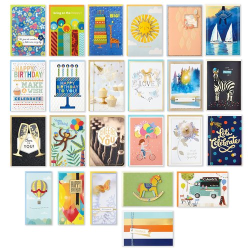 Hallmark Pack of 24 Handmade Assorted Boxed Greeting Cards, Herringbone Pattern—Birthday, Baby Shower, Wedding, Sympathy, Thinking of You, Thank You Cards & Birthday Cards Assortment