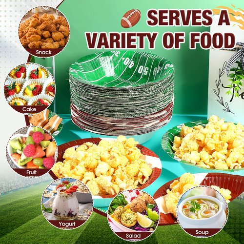 Ziliny 30 Pcs 16 oz Football Paper Bowls Football Party Snack Bowls Supplies for Game Day Hot Cold Soup Salad Dessert Home Cereal Holiday Decoration