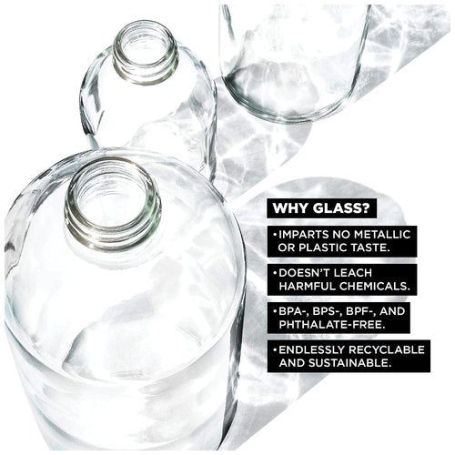 bkr - Little Smooth - Reusable Glass Water Bottle - 16oz - Fits in Cup Holder - Leakproof, Travel Friendly - BPA Free, Dishwasher Safe - Removable Silicone Sleeve & Carrying Loop - Dream