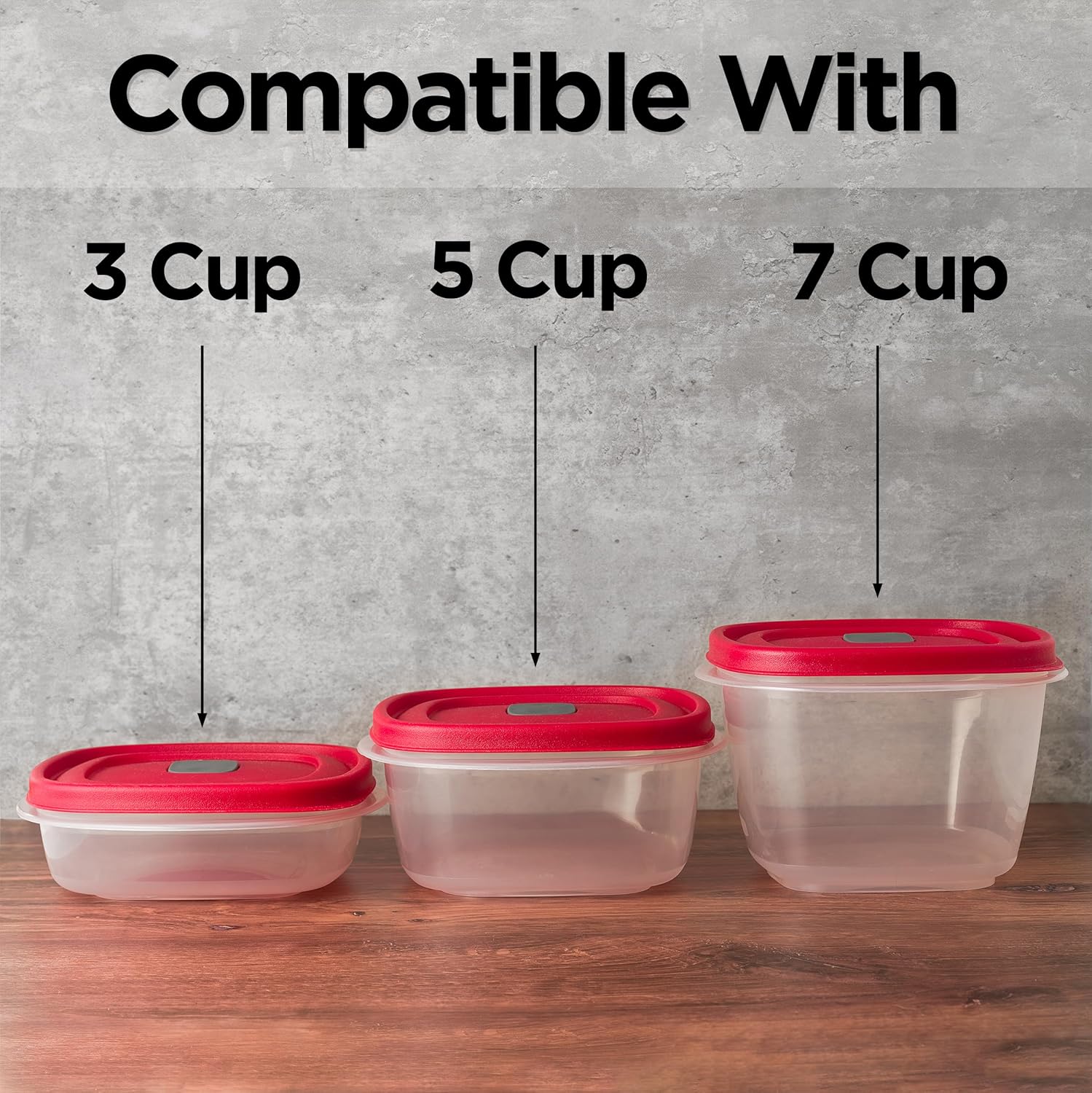 Rubbermaid Replacement Lids - Steam Vent Design for 3/5/7 Cup Food Storage Containers | 4-Pack, Red