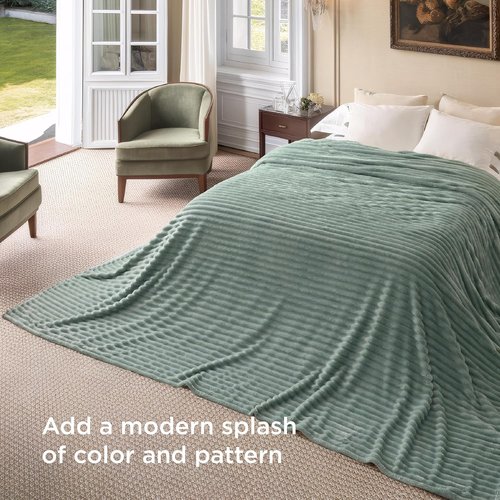 Bedsure GentleSoft Fleece Blanket - Cozy Large Throw for Bed, Sage Green, 120x120 Inches