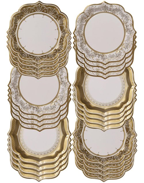 Talking Tables 24 x Gold Disposable Paper Party Plates in 3 Styles, Strong and Sturdy Elegant Scalloped Design Recyclable Dishes for Christmas, Birthday Weddings, Anniversary 9inch