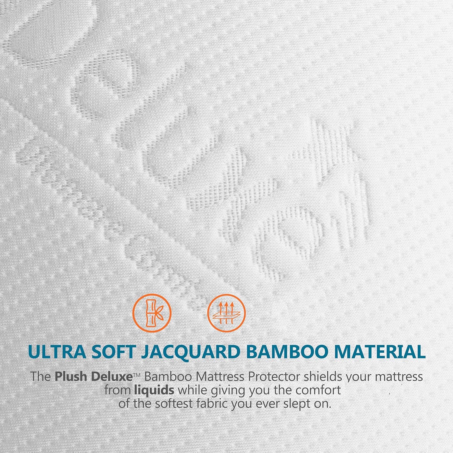 PlushDeluxe Premium Bamboo Mattress Protector - Twin Size, Waterproof & Ultra Soft for Comfort - White