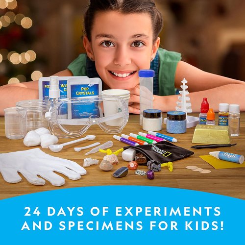 National Geographic 2026 Science Kit - Jumbo Advent Calendar with 24 Days of STEM Experiments & Gemstones for Kids Ages 8-12