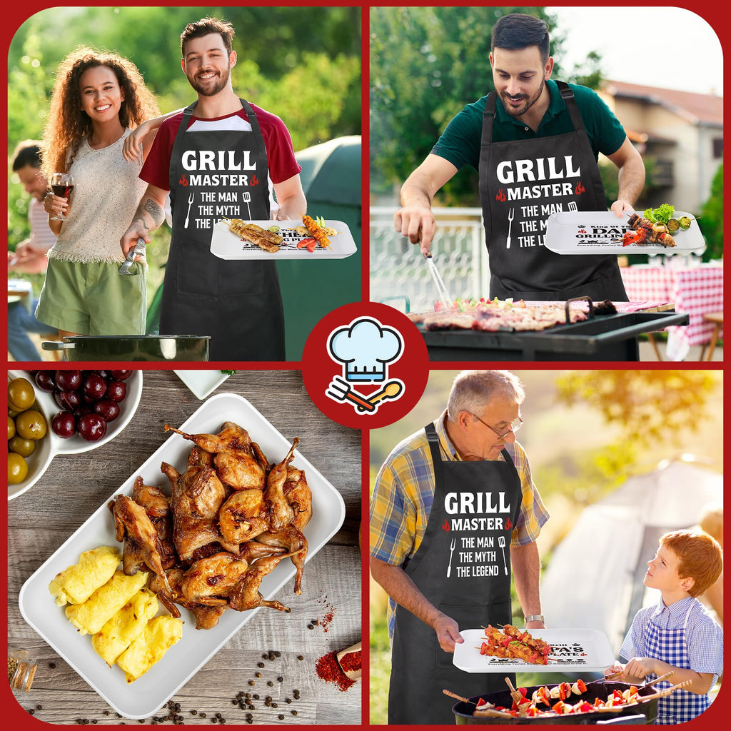 Grandpa Birthday Gifts,Best Grandpa Gifts from Grandkids,Great Papa Grandfather Grandparents Christmas Presents from Granddaughter Grandson,Funny BBQ Grilling Platter with Apron Sets for Fathers Day