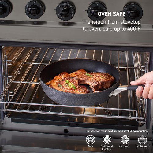 T-fal Stone Force Platinum Non Stick Fry Pan 12 Inch, Oven Broiler Safe 400°F, Perfect for Frying, Sautéing, Searing, & Pan-Roasting, Cookware Skillet, Must Have, Pots & Pans, Dishwasher Safe, Black