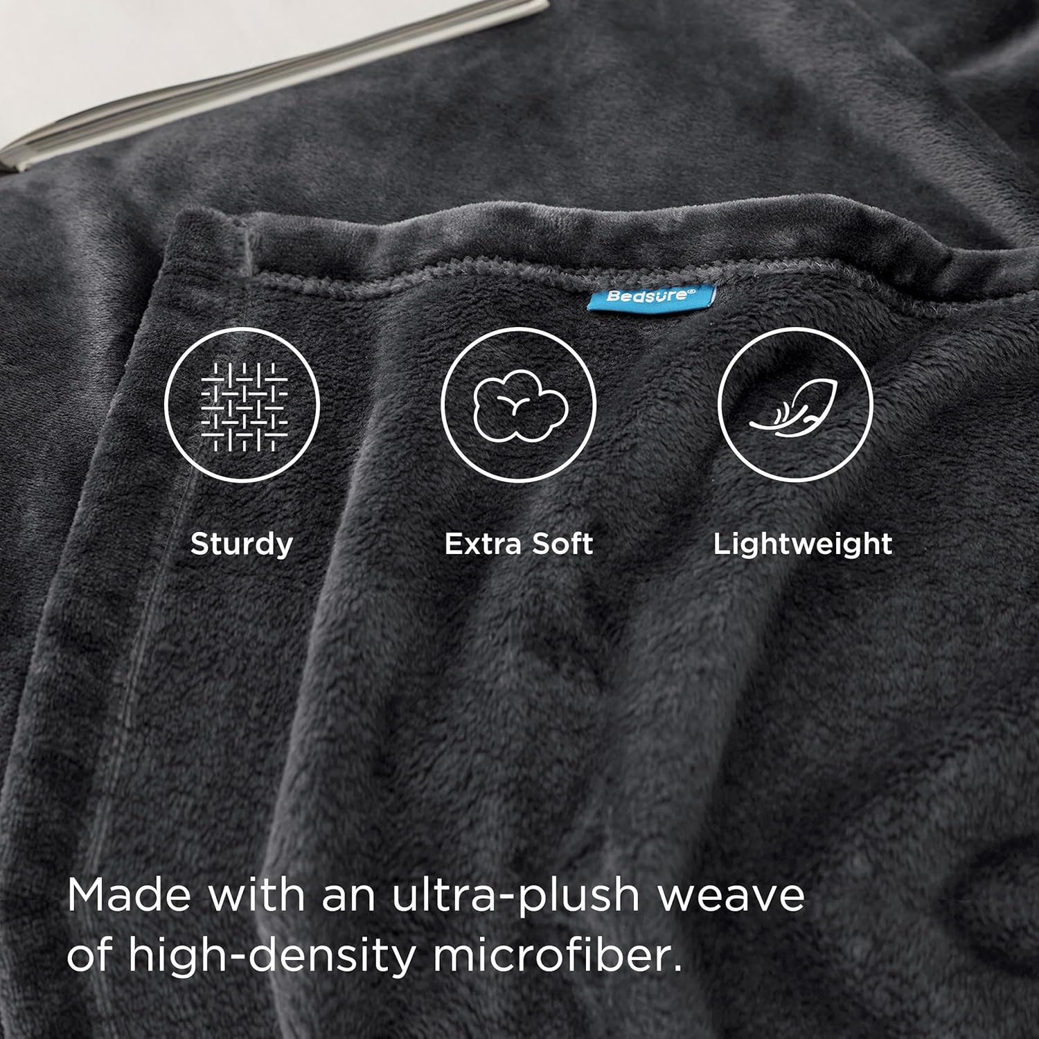 Bedsure GentleSoft Fleece Blanket - Soft, Lightweight, Plush Queen Size in Dark Grey | 90x90 Inches