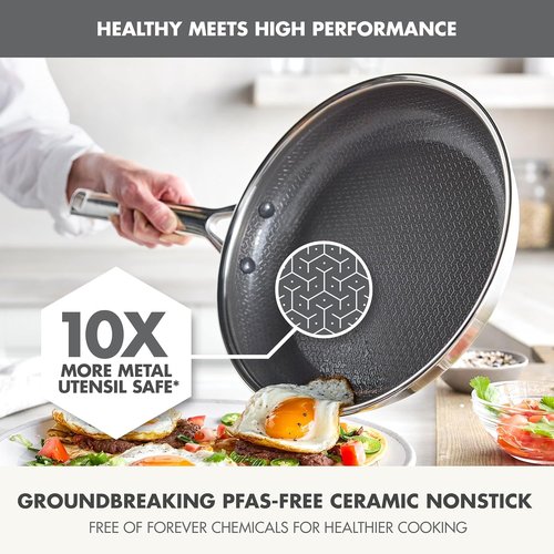 GreenPan Hybrid 10” Nonstick Frying Pan - APEX Tri-Ply Thermobond Ceramic Skillet, PFAS-Free, Silver