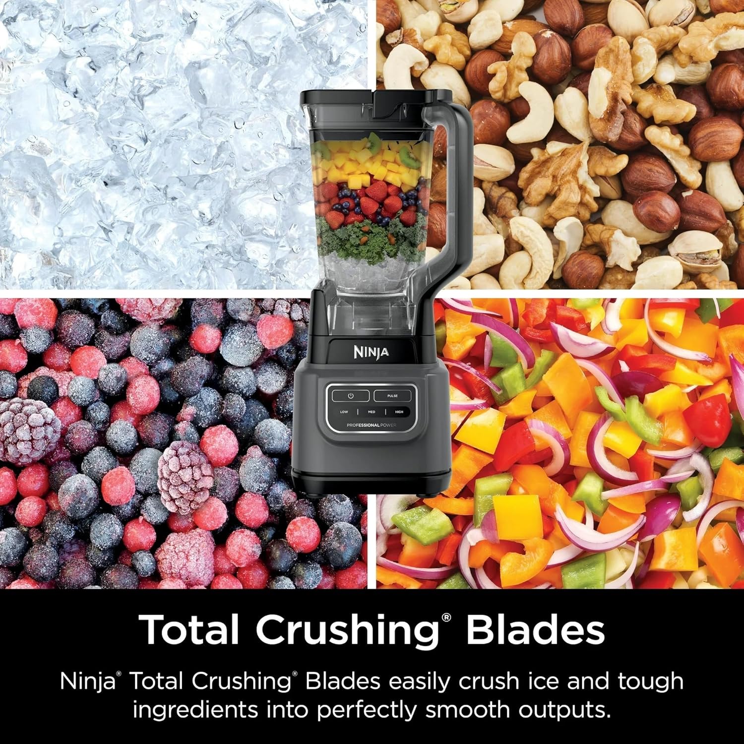 Ninja Professional Blender - 72 Oz Capacity with 1000-Watt Base & Total Crushing Technology | Black