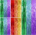 Skiennix Rainbow Backdrop - Colorful Tinsel Curtain Party Streamer for Birthdays & Events | 5 Pack