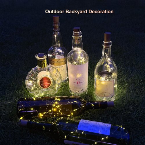 VIGROS Wine Bottle Lights with Cork, 20-LED 6.56ft 6-Pack DIY String Light with Battery up to 120hrs Work for Party Wedding Christmas Festival Bar Home Decoration, Warm White Jar Light Indoor Outdoor