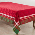 SARO LIFESTYLE Forêt Collection Plaid Christmas Tree Design Cotton Table Topper Tablecloth, 65" x 104", Multi