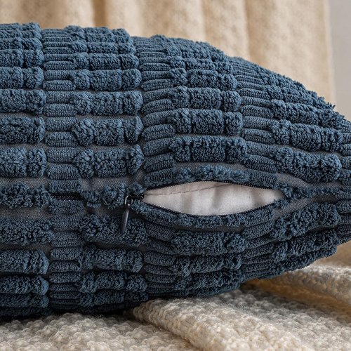 MIULEE Blue Long Body Lumbar Throw Pillow Cover - Soft Boho Design, 14x36 Inch for Couch & Sofa