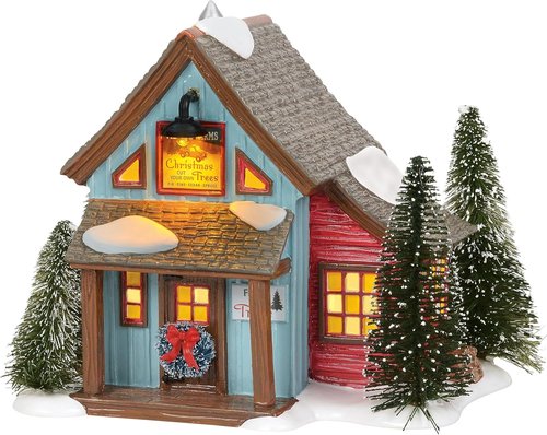 Department 56 Original Snow Village - Village Farms Tree Lot Lit Building - 6.3 Inch, Multicolor