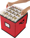 Sattiyrch Christmas Ornament Storage Box - Dust-Proof Canvas with 4 Trays & Customizable Dividers | Holds Up to 64 Ornaments