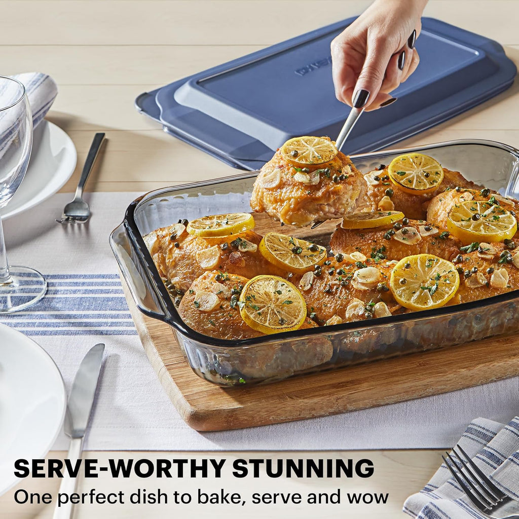 Pyrex Colors Tinted Glass Baking Dish - 9x13 Oblong Bakeware with BPA-Free Lid | Casserole & Lasagna Safe
