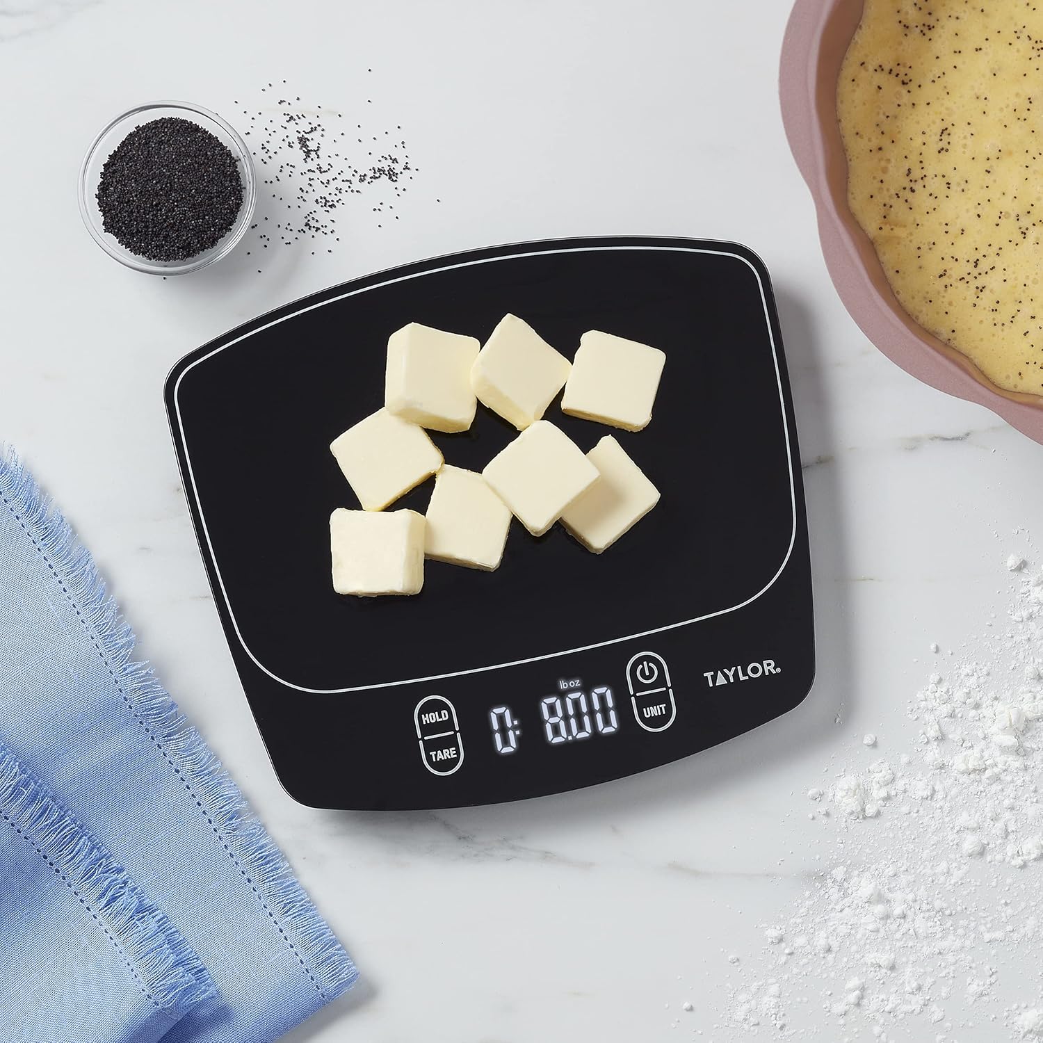 Taylor Waterproof Digital Kitchen Scale - Accurate Measurement Up to 11 Pounds | Sleek Black Design