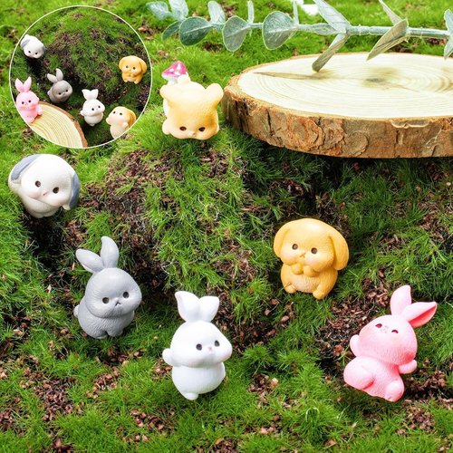 Exasinine Mini Rabbit Figurines - 24Pcs Resin Bunny Set for Fairy Garden & Home Décor
