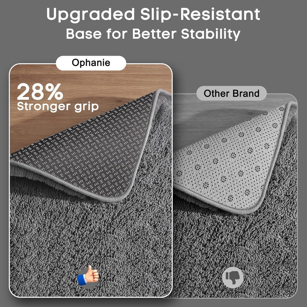 Ophanie Small Non-Slip Area Rug - Fluffy Soft Grey Mini Bedroom Carpet | 2x3 ft Indoor Mat for Home Decor