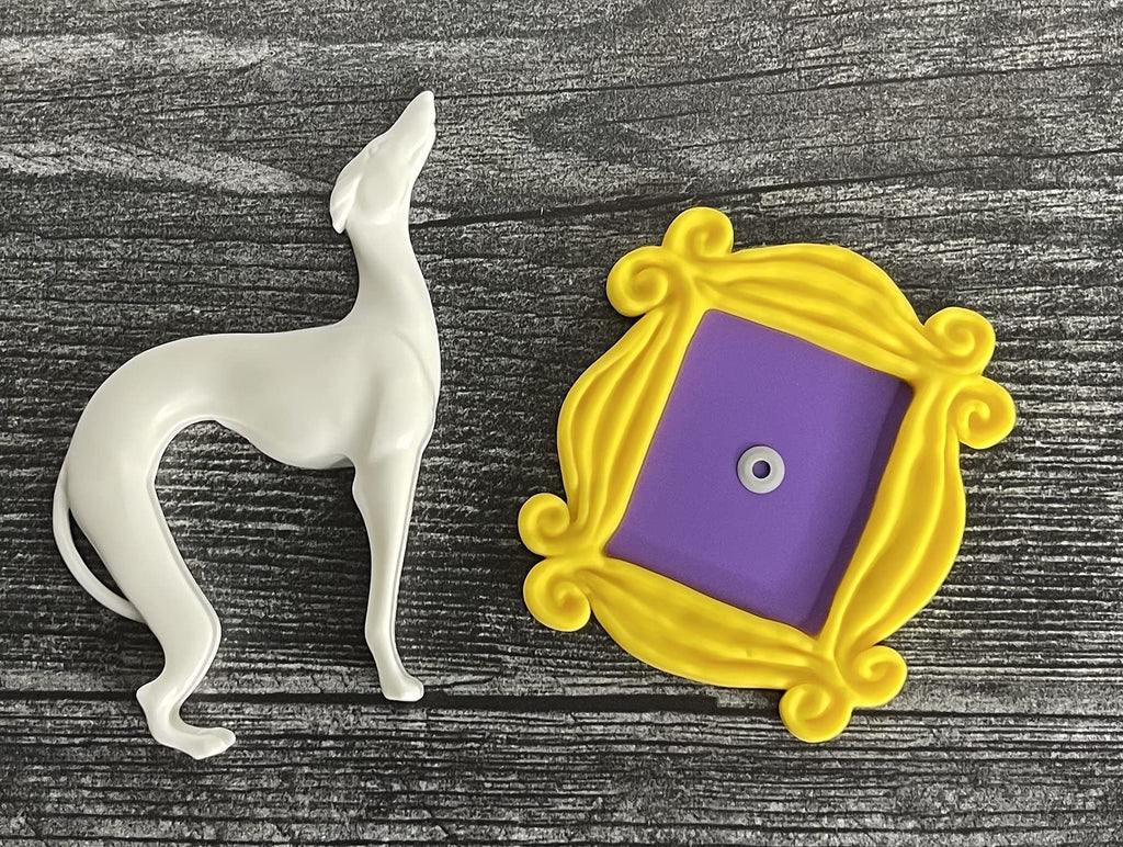 Friends Show Magnet Set/Pat the Dog/Friends Frame/Friends White Greyhound/Pop Culture Magnets/TV Show Merchandise (Set of Both)