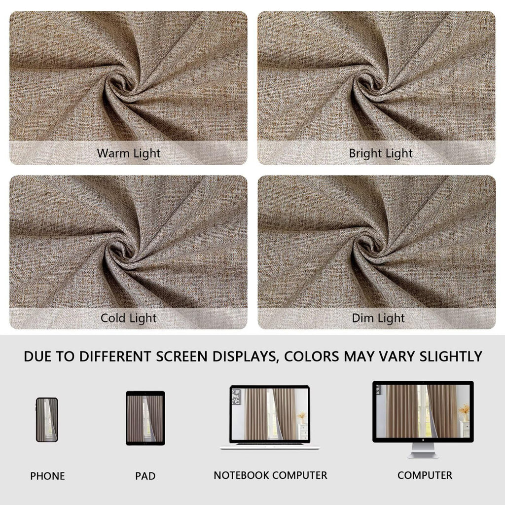 Zyvola 100% Blackout Curtains 96 inch Length 2 Panels Faux Linen Long Drapes for Bedroom Living Room Black Out Room Darkening Curtain Thermal Insulated Back Tab Rod Pocket(W52 x L96, Beige)