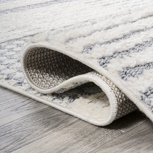 JONATHAN Y Geometric High-Low Cream/Gray Runner Rug 2X8 ft, Kerstin for Living Room, Bedroom, Kitchen, Office, Easy-Cleaning, High Traffic, Pet-Friendly, Non-Shedding SNT100A-28