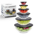 COOK WITH COLOR 12 Pc Glass Mixing Bowl Set with Lids – Borosilicate Glass Nesting Bowls for Cooking, Baking and Meal Prep, Fluted Black