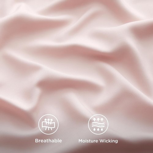 Bedsure Queen Sheet Set - Cooling Rayon from Bamboo | Breathable & Soft Deep Pocket Bedding in Pink