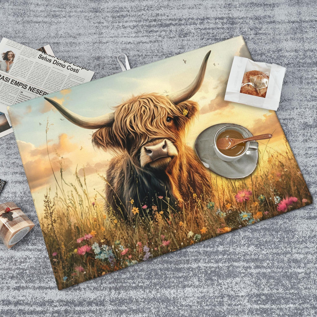 "Cow Microfiber Kitchen Dish Drying Mat, 24 x 18 Inches, Super Absorbent, Hanging Loop"