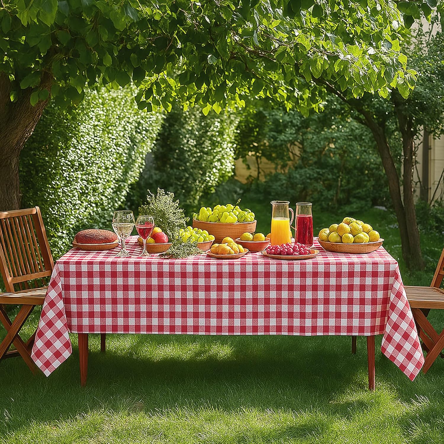 Regine Switzerland Gingham Tablecloths - Red & White Checkered, Waterproof, 54 x 108 Inches | 3 Pack for Parties