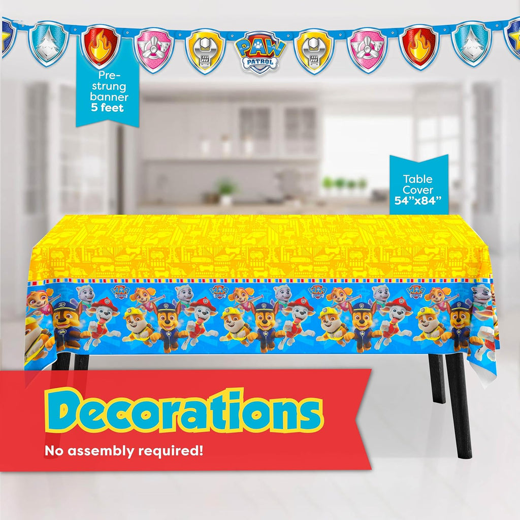 Paw Patrol Birthday Decorations - Complete Party Supplies Kit for 16 Guests | Plates, Napkins, Banner & Masks