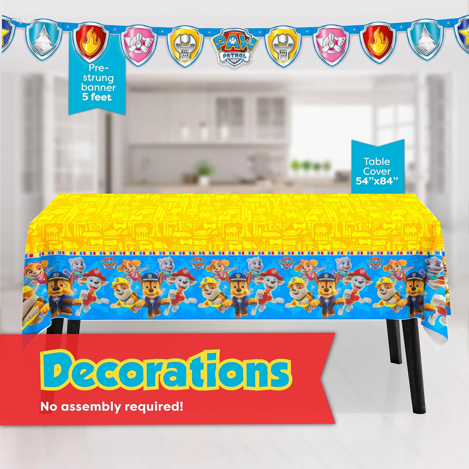 Paw Patrol Birthday Decorations - Complete Party Supplies Kit for 16 Guests | Plates, Napkins, Banner & Masks