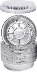 Fig & Leaf Premium 9-Inch Round Foil Pans - Heavy Duty Disposable Aluminum with Plastic Dome Lids | 45 Pack
