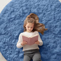 OLANLY Blue Round Area Rug - Soft, Fluffy, Machine Washable 5 ft Circle Carpet for Bedroom & Living Room