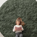 OLANLY Olive Green Round Rug - Soft, Fluffy Shaggy Carpet for Bedroom | 9 ft Circle Area Rug