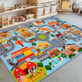 Car Rug for Kids, Car Play Mat Carpet, Extra Non-Slip Traffic Road Rug for Kids, City Map Educational Mat for Playroom Boys Bedroom Classroom (78.7X59 INCH, Blue Sky)