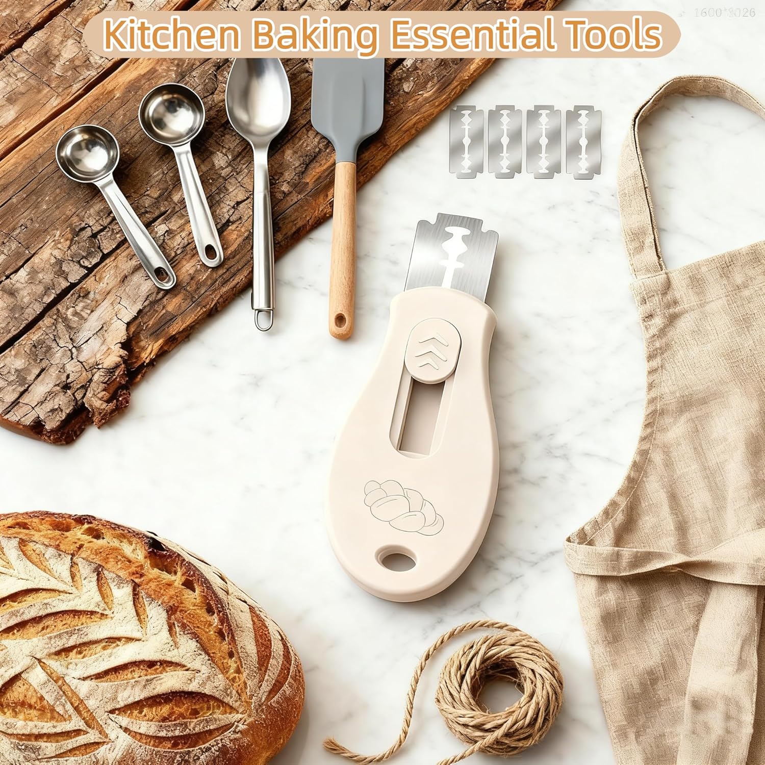 Skiennix Bread Lame - Sourdough Scoring Tool with Extractable Magnetic Design | Includes 5 Razor Blades - Beige