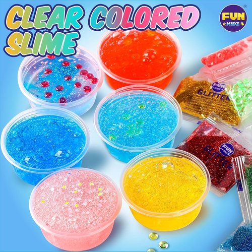FunKidz Clear Slime Pack - 35.16 FL OZ | 4 Huge Glassy Slime Toys for Kids Ages 6-12
