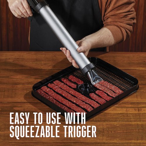 Weston Original Beef Jerky Gun Kit, Makes Flat and Round Snack Sticks, 1.5lbs Meat Capacity, With Sausage Funnel, 2 Nozzles, Stomper and Two Cleaning Brushes, Gifts for Men, Black (37-0150-W)