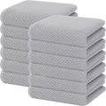 Homaxy 100% Cotton Kitchen Dish Towels - Ultra Soft & Absorbent Quick-Drying | 13 x 28 Inches, 12-Pack, Light Gray