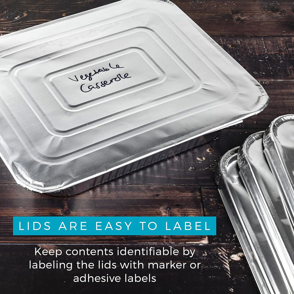 NYHI 9x13 Aluminum Pans With Lids - Disposable Foil Catering Trays for Baking & Roasting | 10 Pack