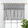 Lush Decor Boho Macrame Textured Cotton Valance, 40" W x 30" L, Gray - Boho Kitchen Curtains & Wall Decor - Macrame Valance - Bathroom Window Curtains