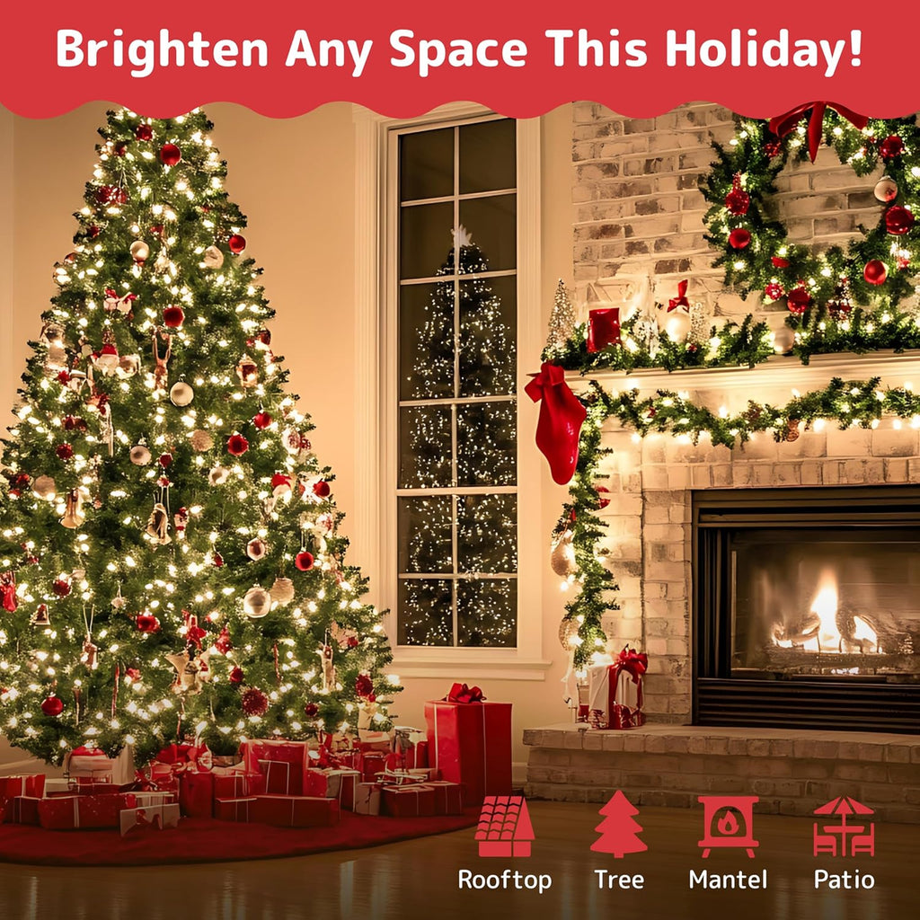 PREXTEX 50 Count Clear Christmas Tree Lights - Warm White 10 ft String Lights for Indoor/Outdoor Decor