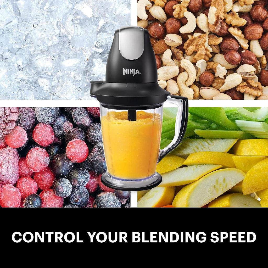 Ninja QB1004 Blender - 450-Watt Food Processor with 48oz Pitcher & 16oz Chopper Bowl | Black